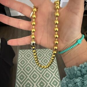 Gold Beaded Ball Necklace - 90s Grunge